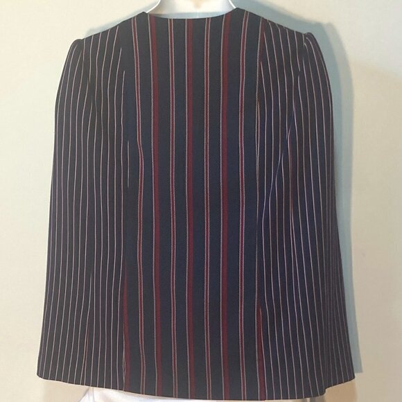 BCBGeneration SZ S navy striped unique vested capelet blazer professional career - Picture 4 of 8